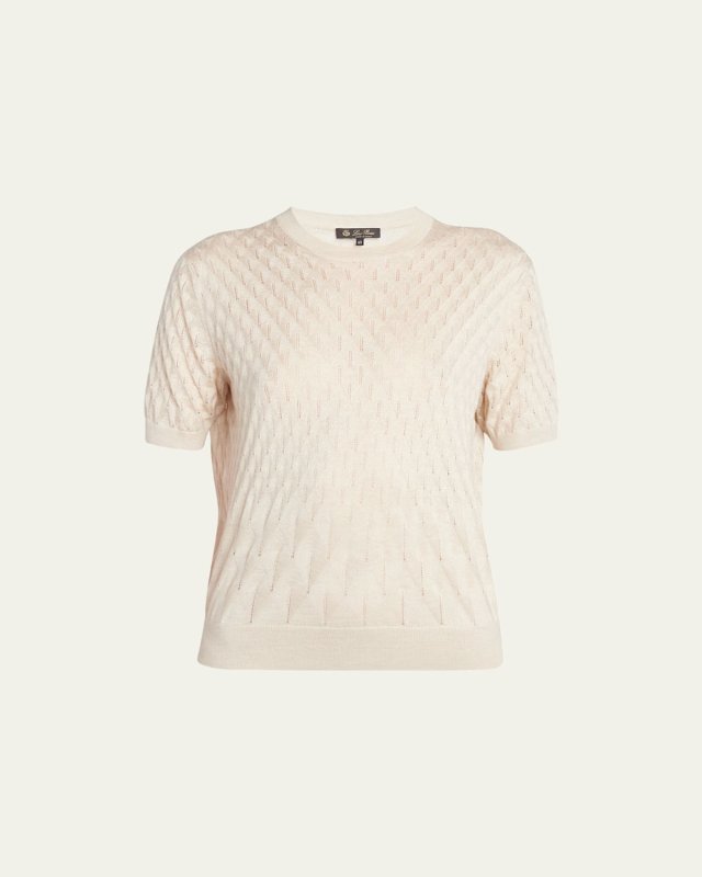 Takao Cashmere Open-Knit Crewneck