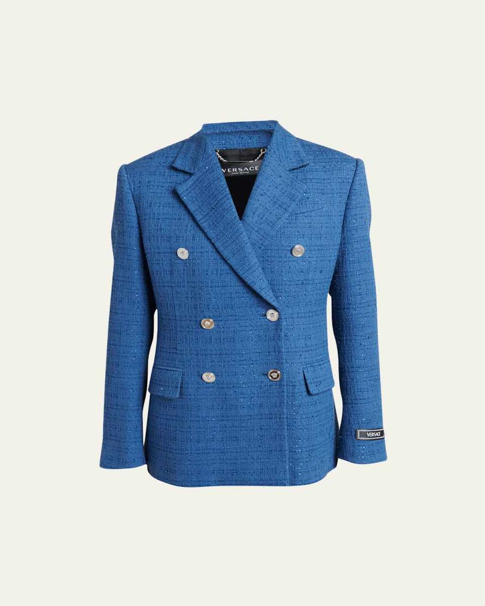 Informal Double-Breasted Tweed Jacket