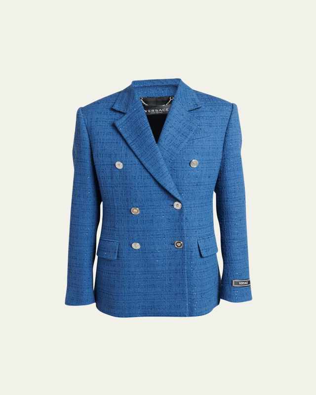 Informal Double-Breasted Tweed Jacket