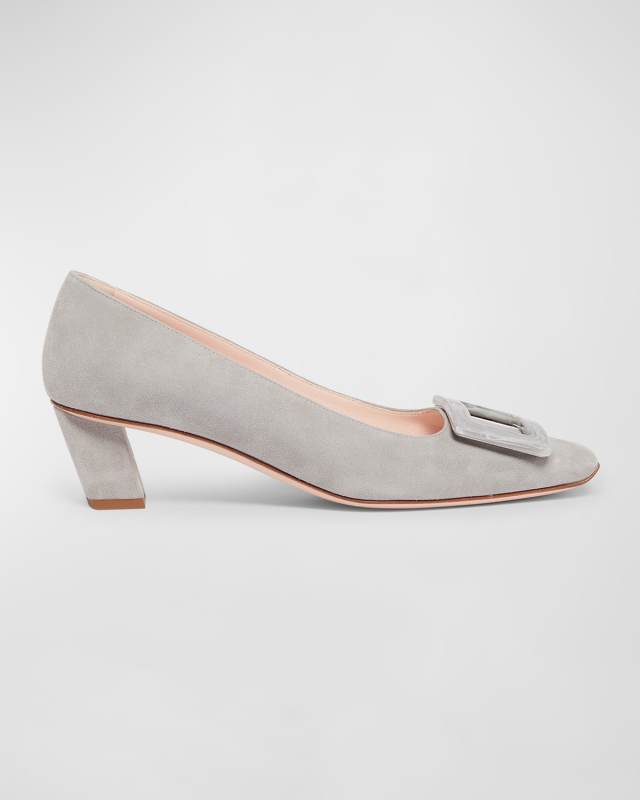 Belle Vivier Suede Buckle Pumps