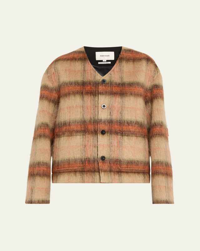 Check Wool-Blend Blouson Jacket
