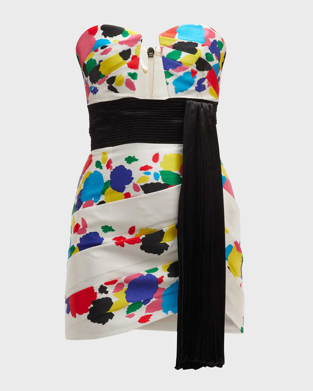 Floral Bustier Mini Dress w/ Sash Detail
