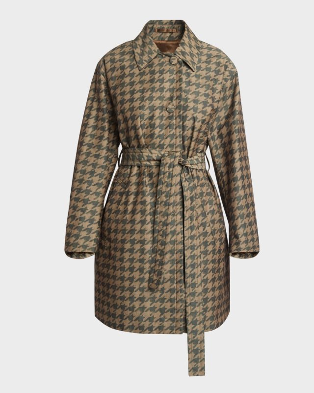 Ramblas Houndstooth Belted Trench Coat