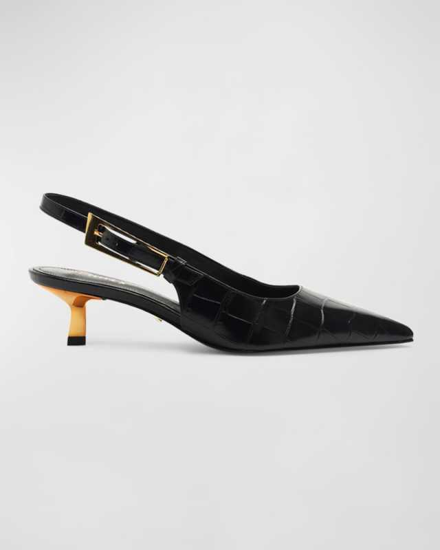 Ciara Croco Kitten Slingback Pumps