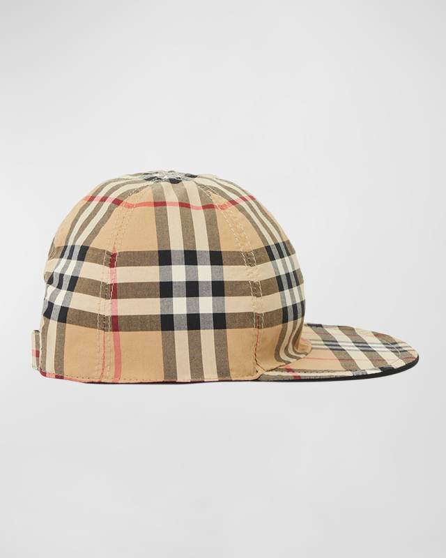 Kid's Reversible Check-Print Cap, Size S-M