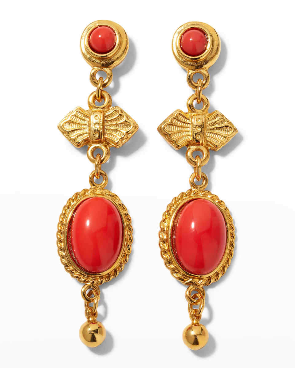 Red Oval Drop Earrings