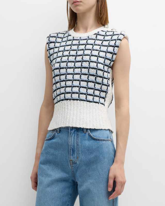 Nazife Check Knit Sleeveless Sweater