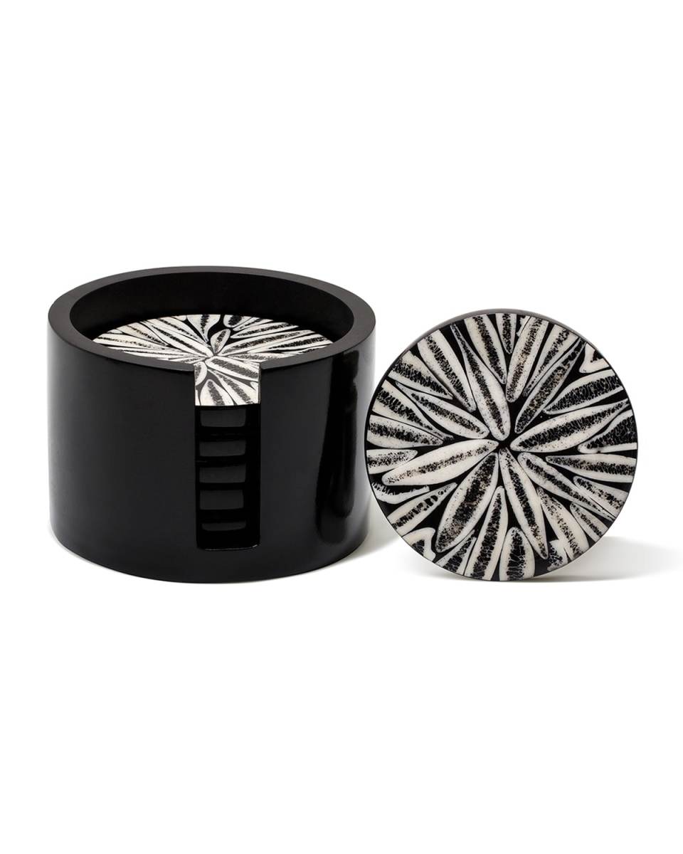 Almendro Coaster Set, Black