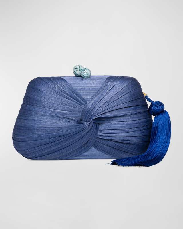 Rosie Draped Tasesel Straw Clutch Bag