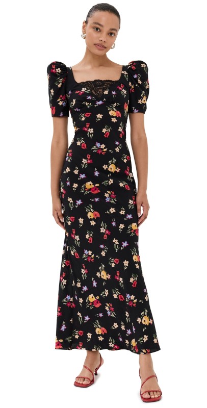 Rodarte Tulip Printed Silk Dress Black