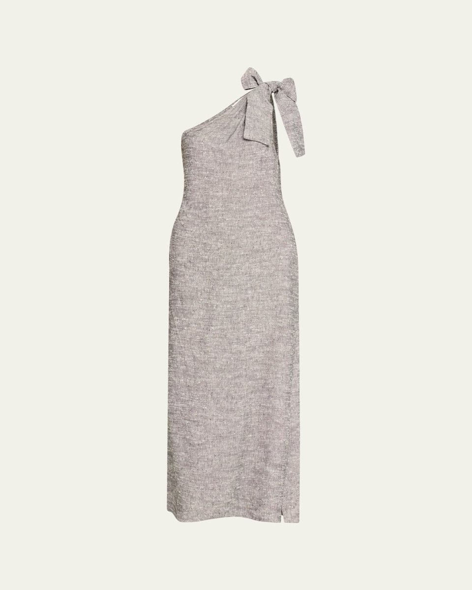 Shantung Asymmetric Maxi Dress