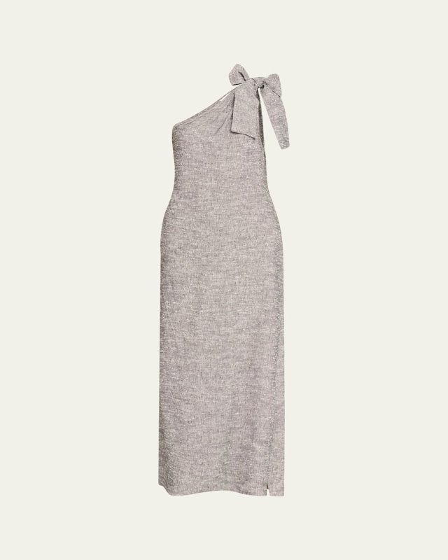 Shantung Asymmetric Maxi Dress