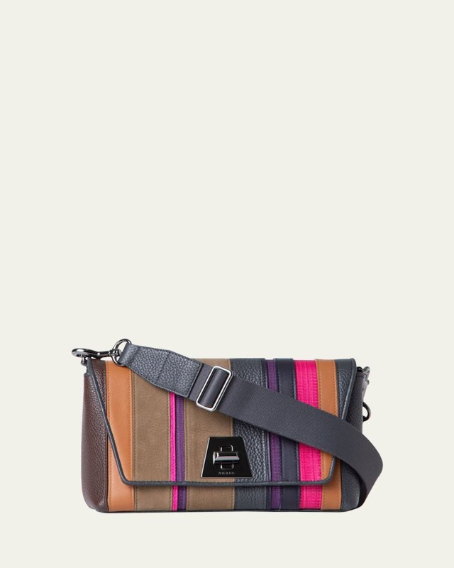 Anouk Small Striped Horsehair Crossbody Bag