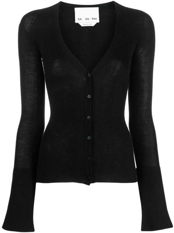 V-neck ribbed cashmere-blend cardigan