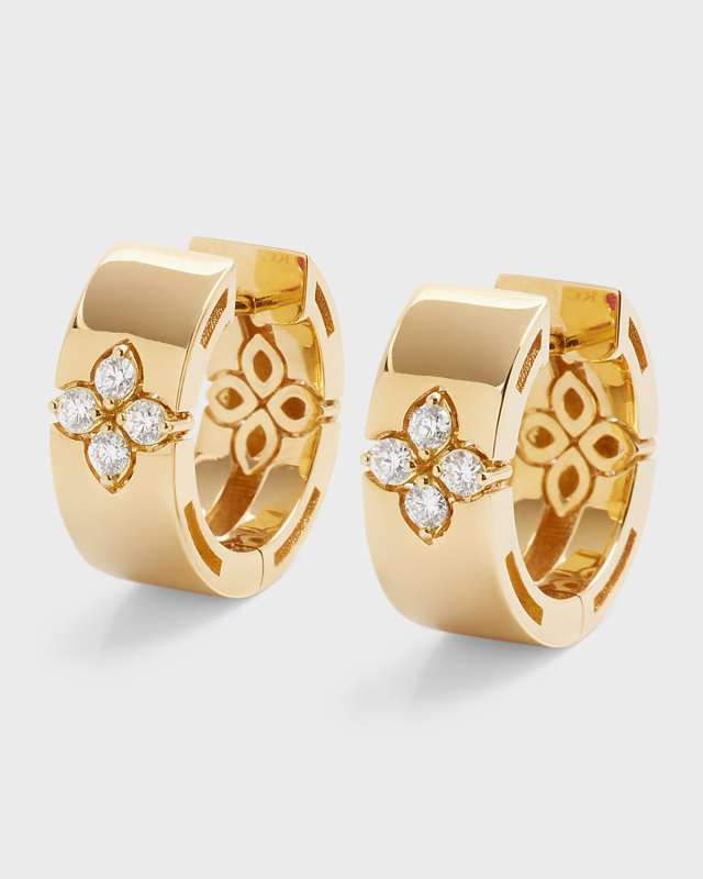 Love in Verona 18k Diamond Huggie Hoop Earrings, 15mm
