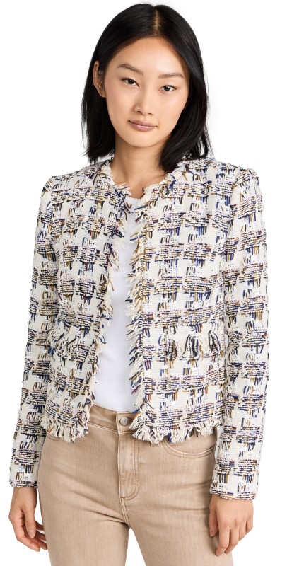 L'AGENCE Angelina Jacket ivory Multi Tweed Plaid