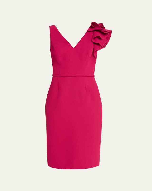 Sleeveless Ruffle Crepe Dress