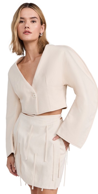 SELFI Sculptured Cropped Padded Jacket Cream