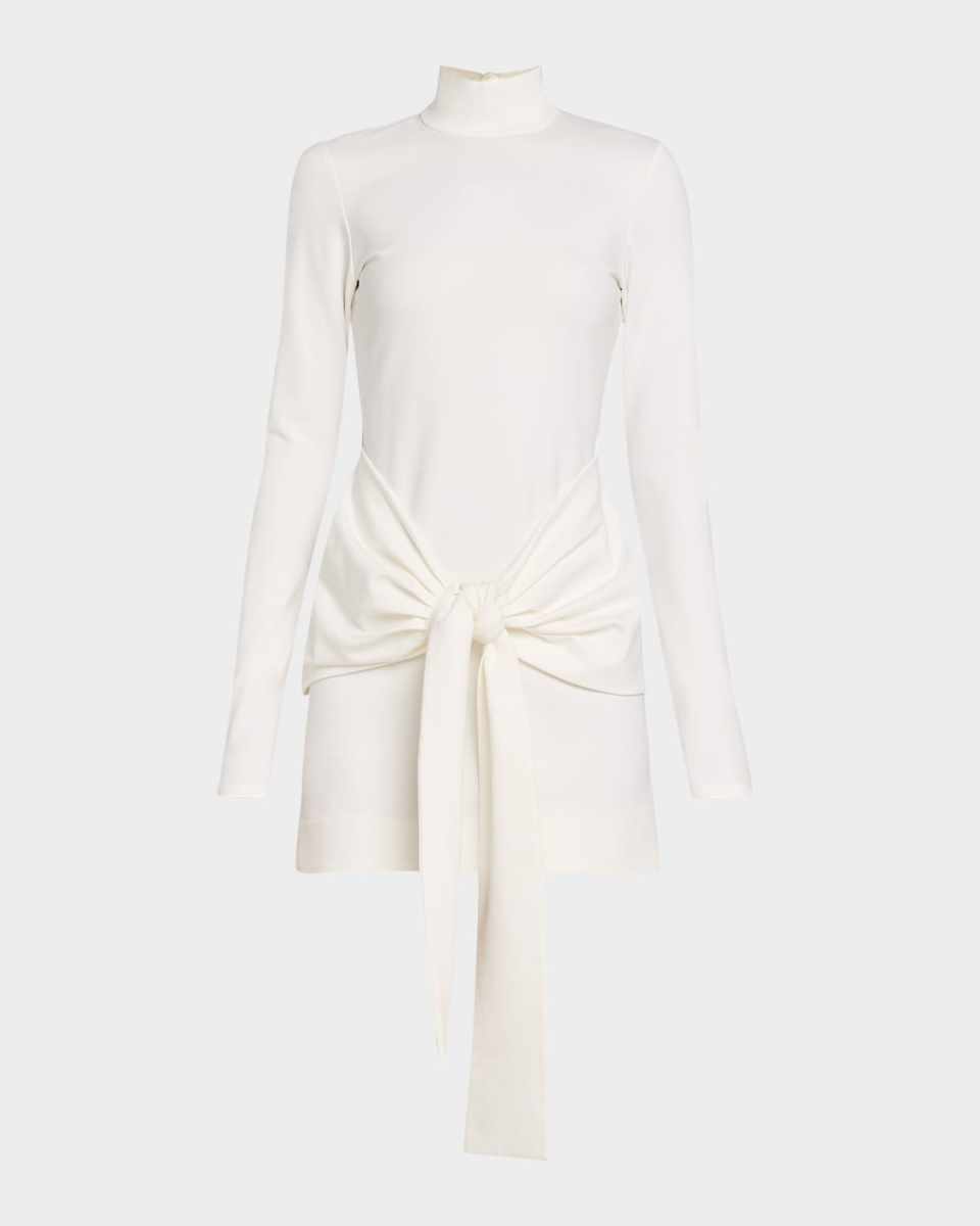 Tracee Tie-Front Turtleneck Mini Dress