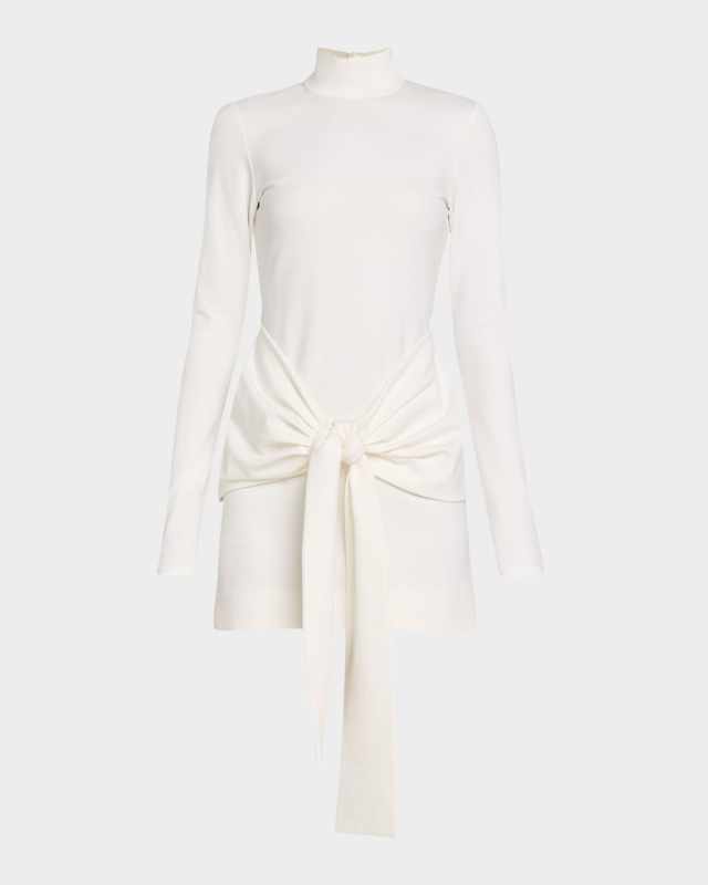 Tracee Tie-Front Turtleneck Mini Dress