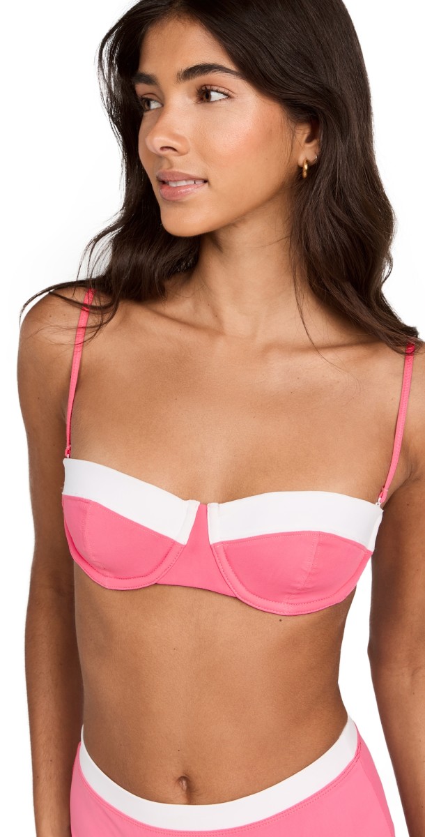 STAUD Jo Balconette Bikini Top Coral Pink