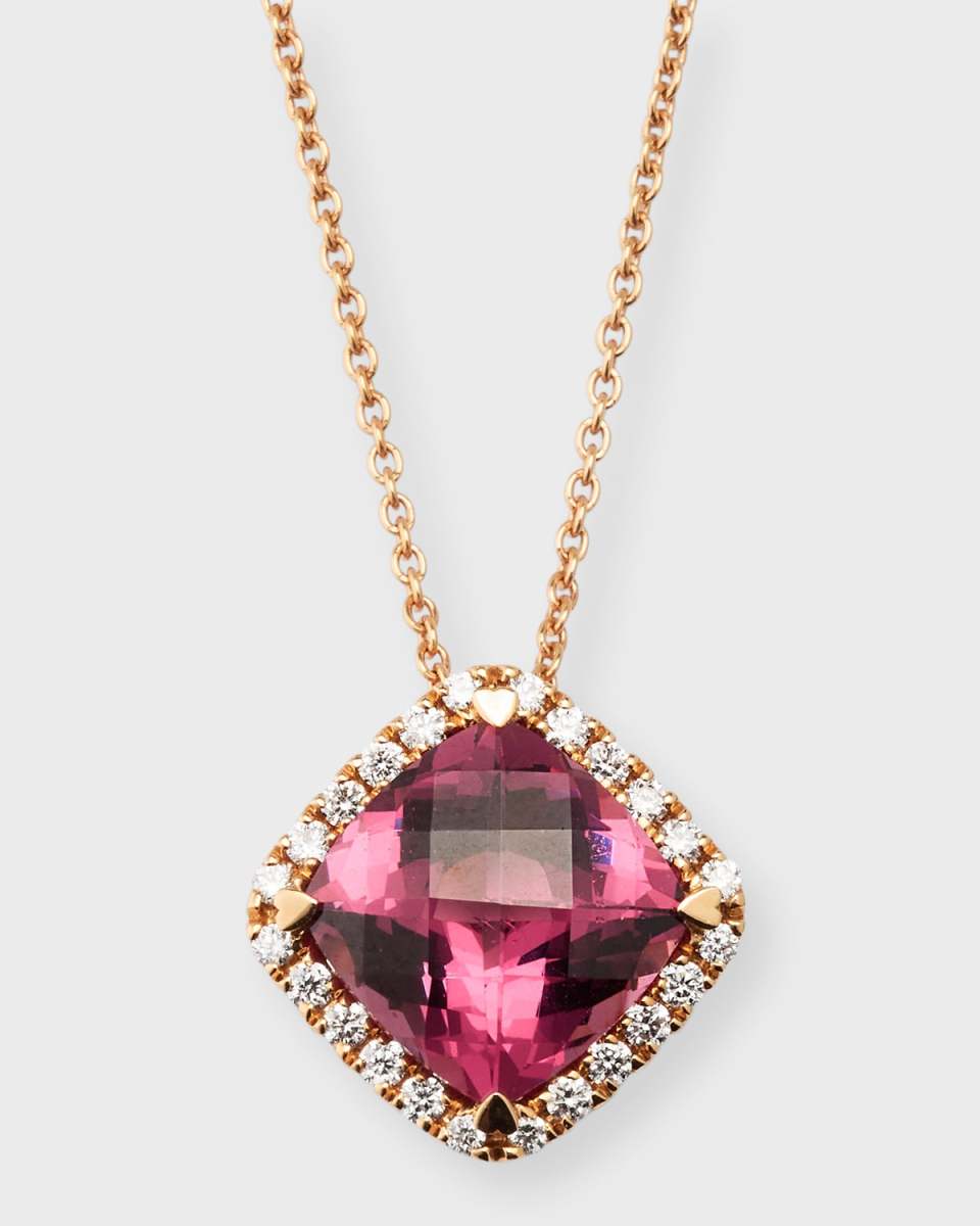 Rocks 18K Rose Gold Garnet Pendant Necklace with Diamonds, 18"L