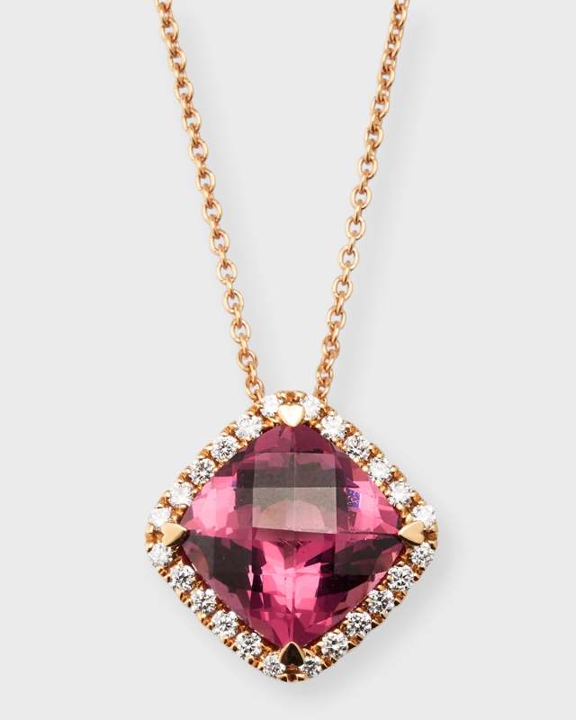 Rocks 18K Rose Gold Garnet Pendant Necklace with Diamonds, 18"L