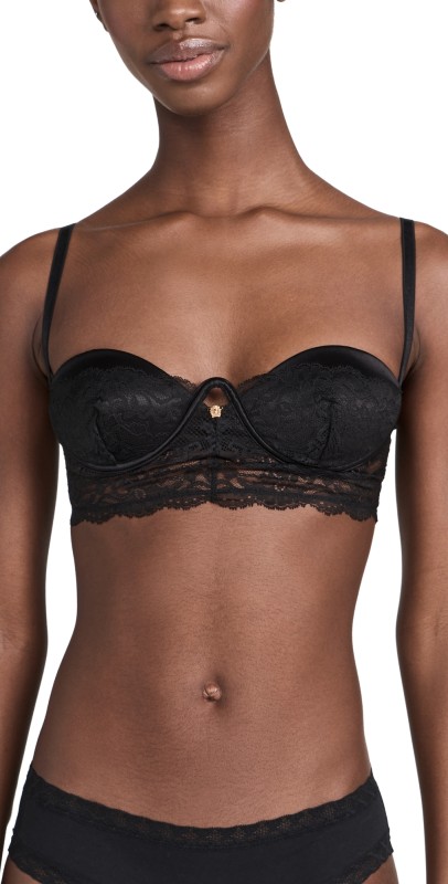 Versace Lace Long Line Bra Black