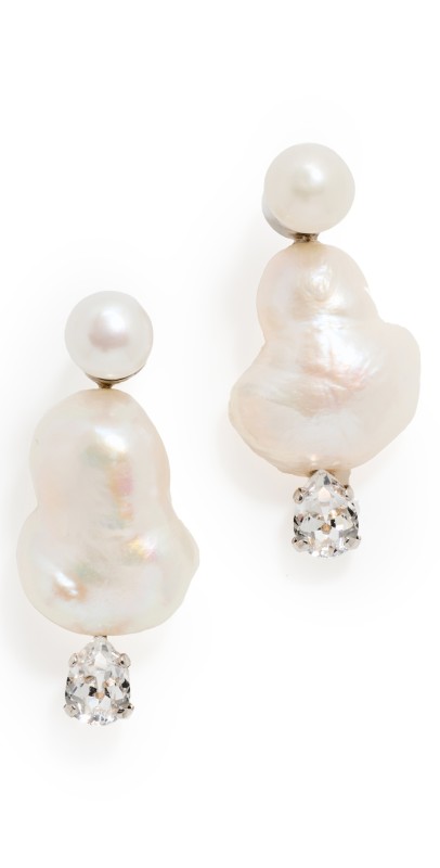 Simone Rocha Crystal & Peanut Pearl Earrings Pearl/Crystal