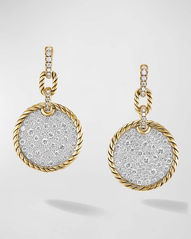 Elements Earrings in 18K Gold with Diamonds, 1.5"