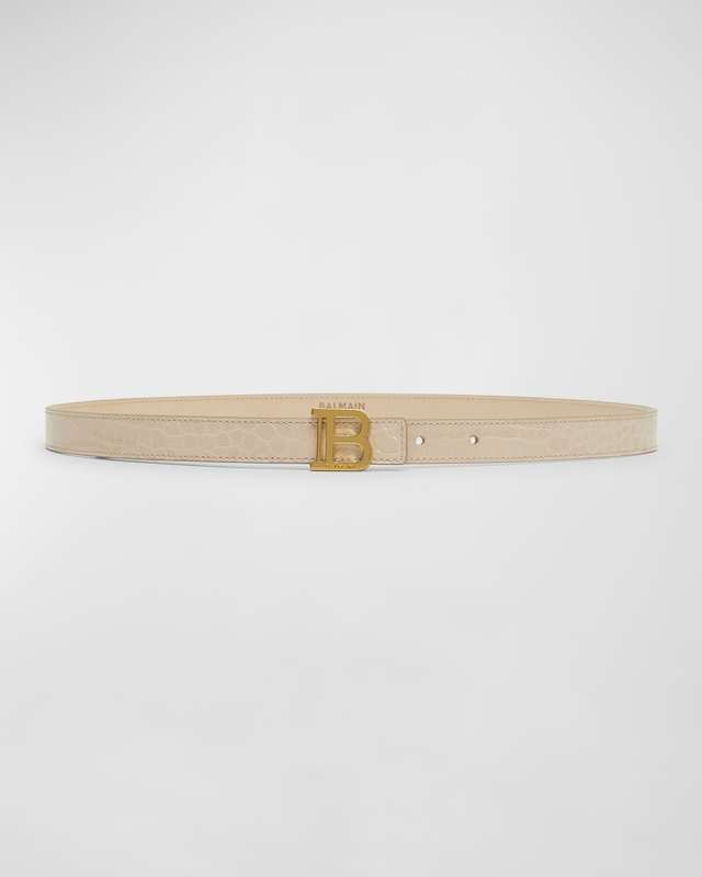 Croc-Embossed Leather Skinny B-Belt