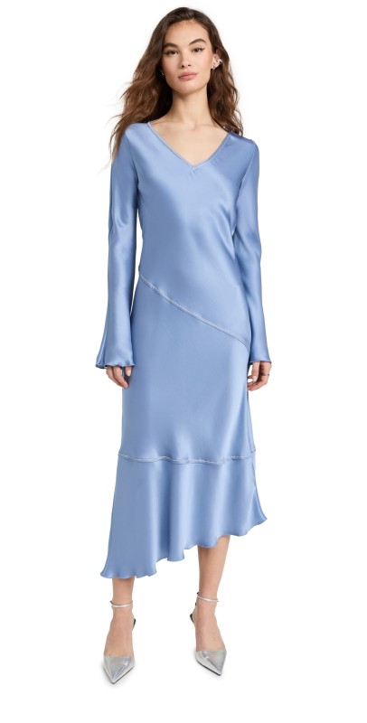 Acne Studios Fluid Long Sleeve Dress Dusty Blue