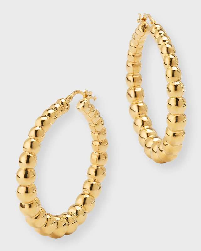 Golden Dreams 18K Yellow Gold Beaded Hoop Earrings