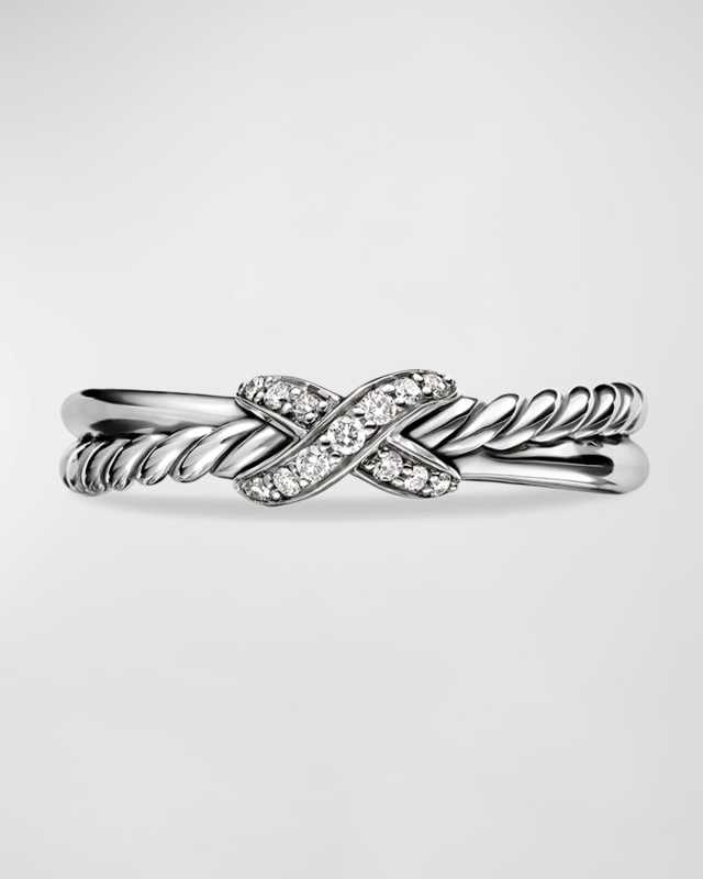 Petite X Ring with Pave Diamonds