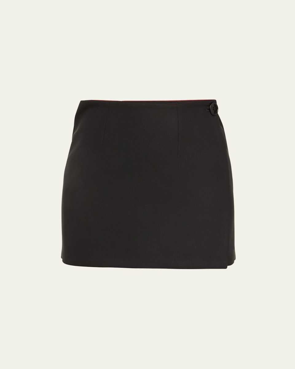 Buttoned Wrap Mini Skirt