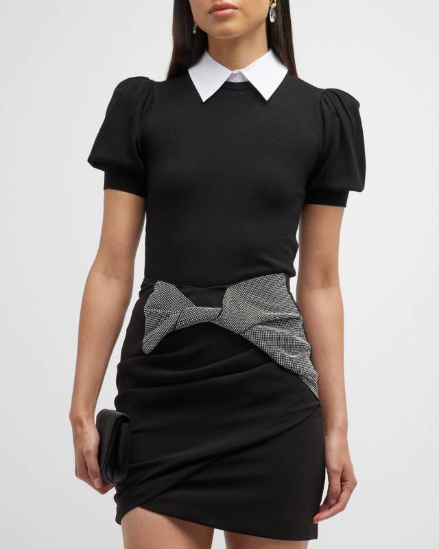 Chase Puff-Sleeve Detachable Collar Sweater