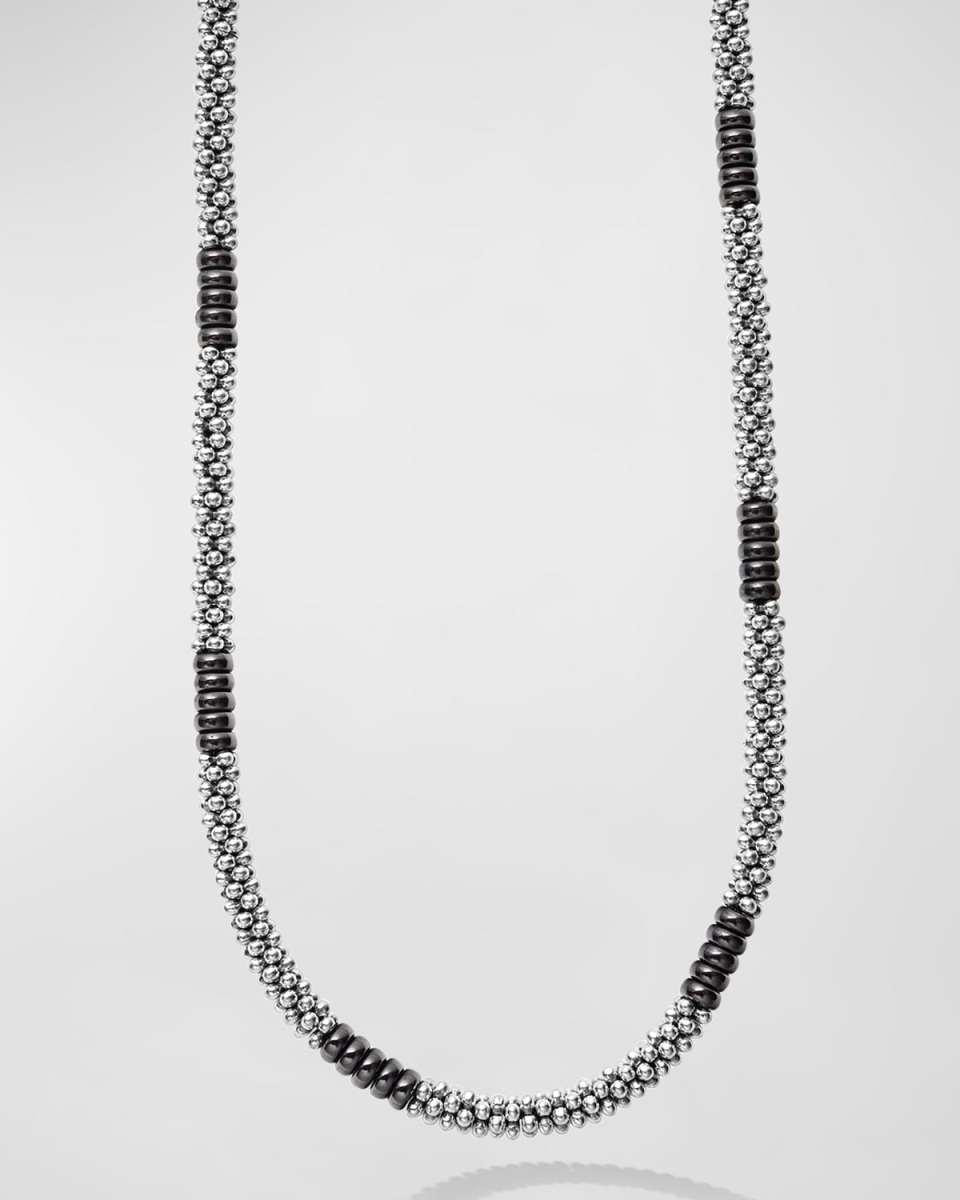 Sterling Silver Black Caviar Beaded Necklace