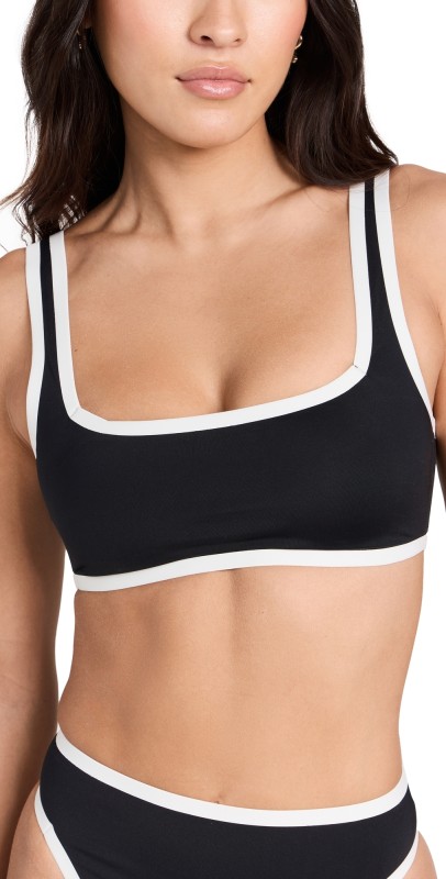 LSPACE Ace Bikini Top Black and Cream
