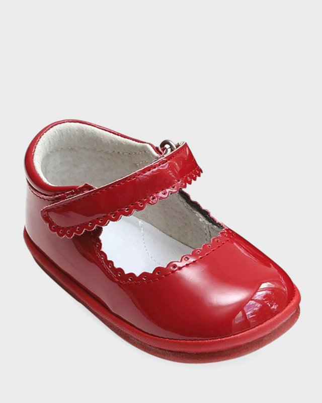 Girl's Cara Scalloped Metallic Leather Mary Jane,