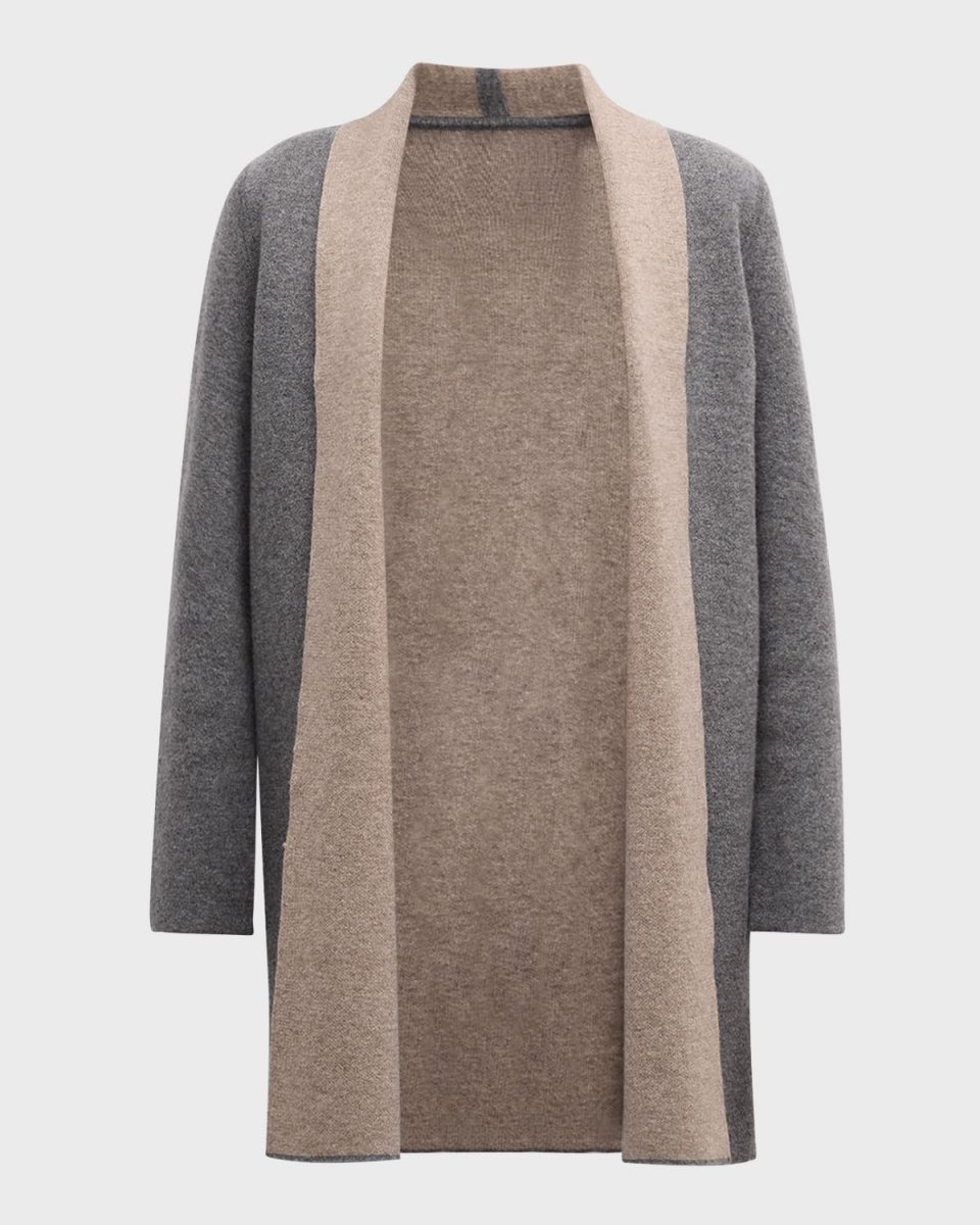 Cashmere Double Knit Two Tone Cardigan