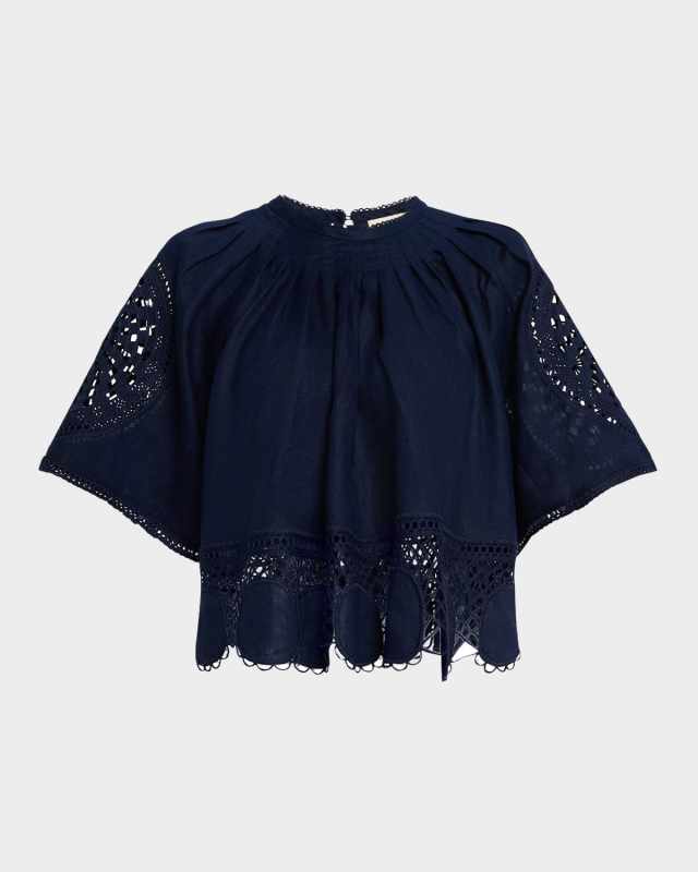 Cymbeline Embroidered Short-Sleeve Top