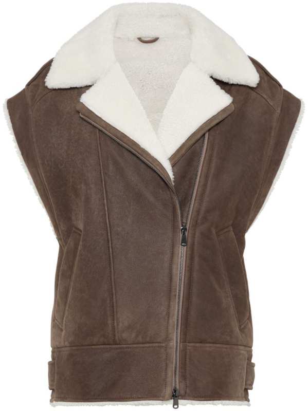 zip-up shearling vest