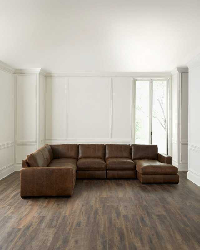 Dawkins 5-Piece Right Chaise Leather Sectional