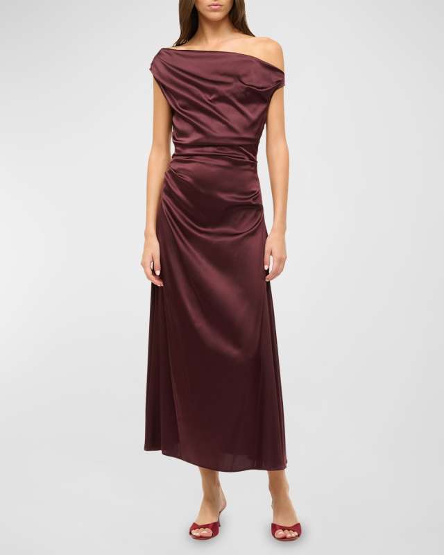 Phare One-Shoulder Silk Midi Dress