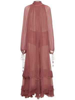 Chloe Draped silk mousseline long dress