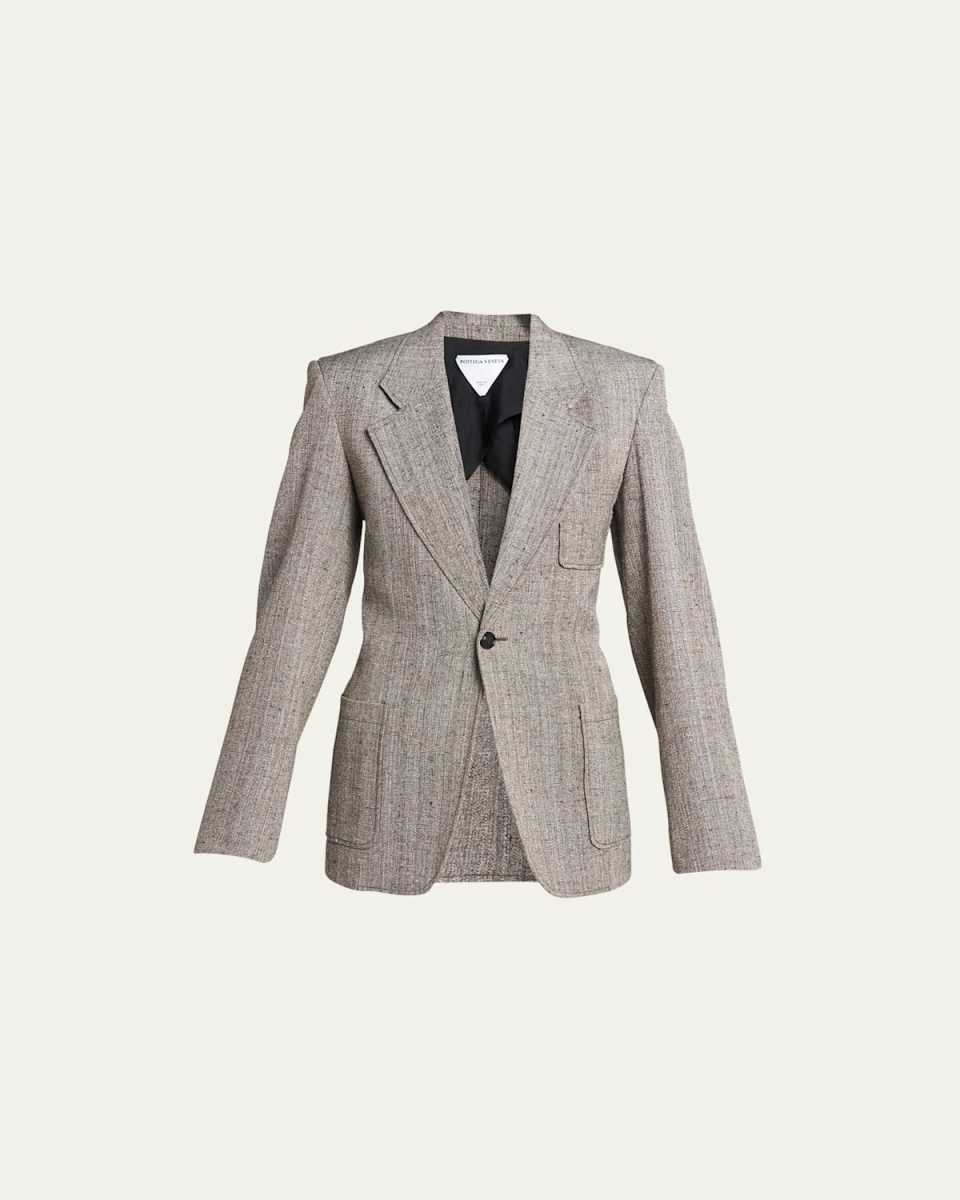 Knotted Melange Viscose Blazer Jacket
