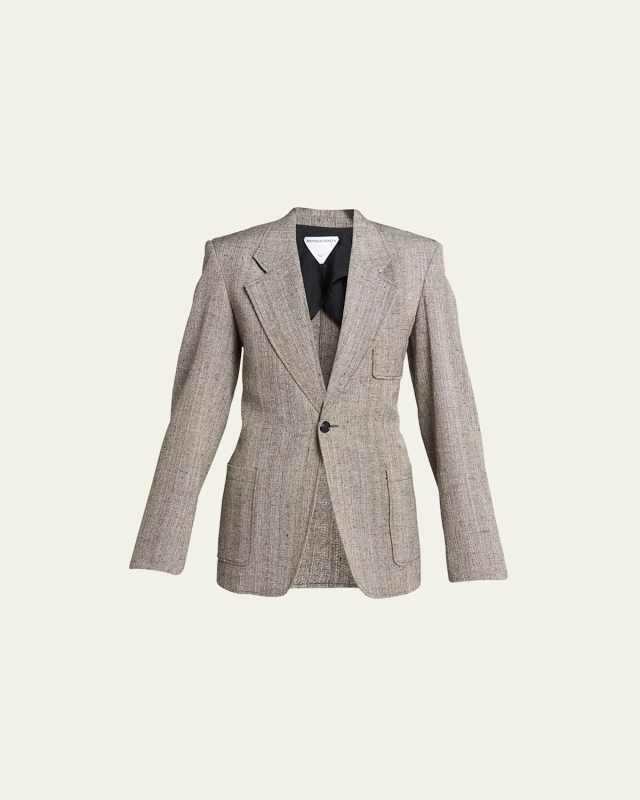Knotted Melange Viscose Blazer Jacket