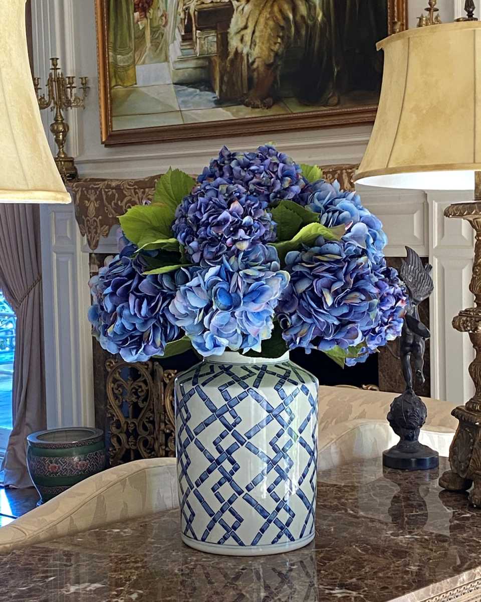 Hydrangea Faux Floral Arrangement in Jar