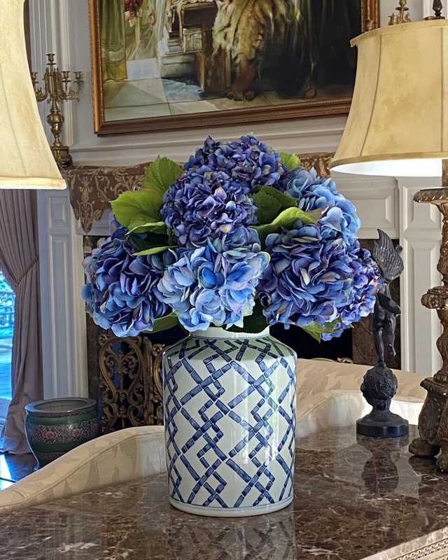 Hydrangea Faux Floral Arrangement in Jar