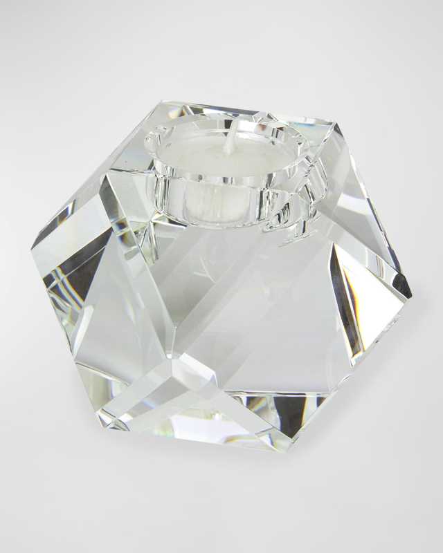 Clear Crystal Votive Candle Holder Diamond Cut Small